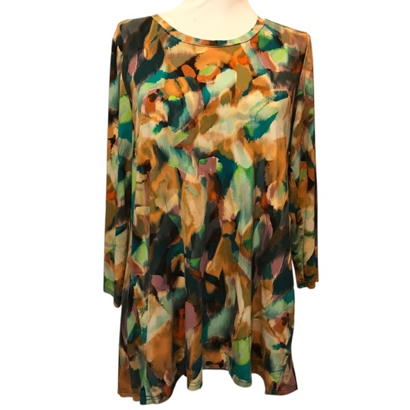 LOGO by Lori Goldstein Tops - LOGO by Lori Goldstein Multicolor Abstract Top w/Pockets